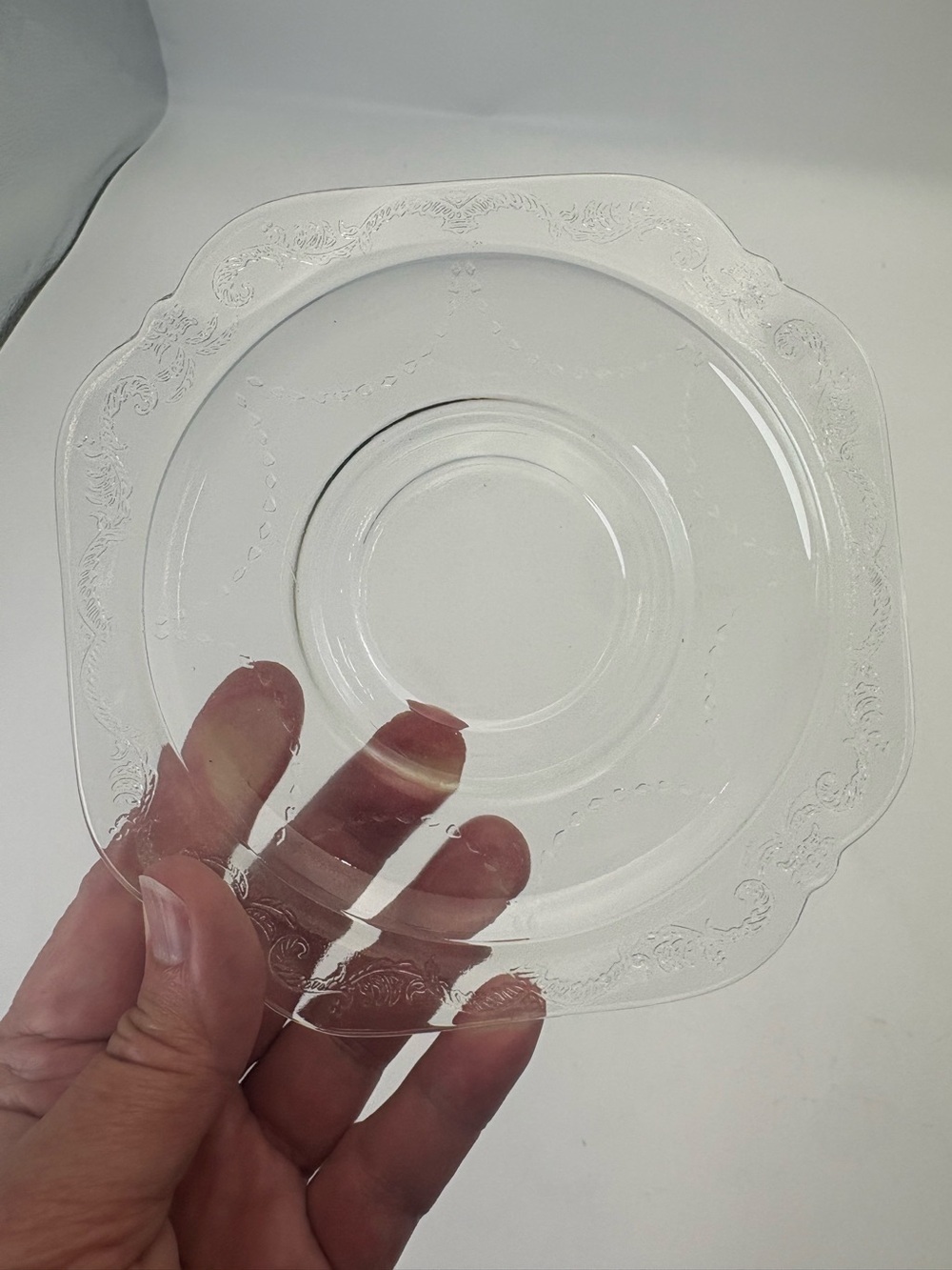 Vintage Indiana Glass Clear  Decorative Saucer -  Scalloped Edge - Picture 2 of 10